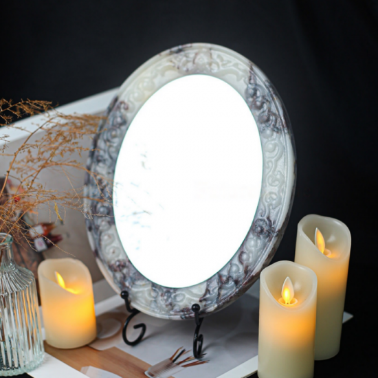 RF-Natural Onyx LED Vanity Mirror | Marble Makeup Mirror for Airbnb Bathroom
