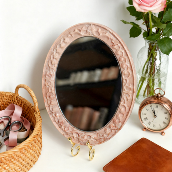 RF-Natural Onyx LED Vanity Mirror | Marble Makeup Mirror for Airbnb Bathroom