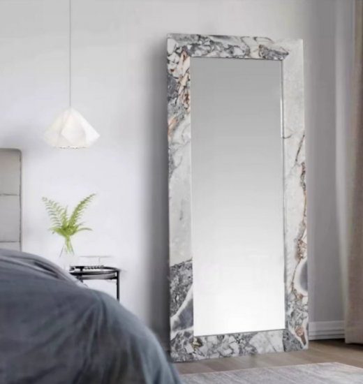 RF-Bvlgari Black Marble Rectangular Full‑Length Floor Mirror