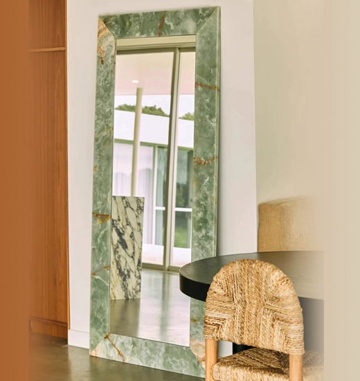 RF-Bvlgari Black Marble Rectangular Full‑Length Floor Mirror