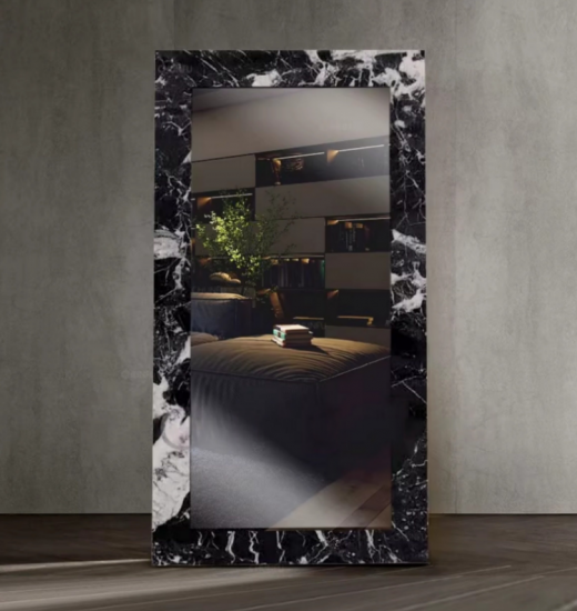 RF-Bvlgari Black Marble Rectangular Full‑Length Floor Mirror