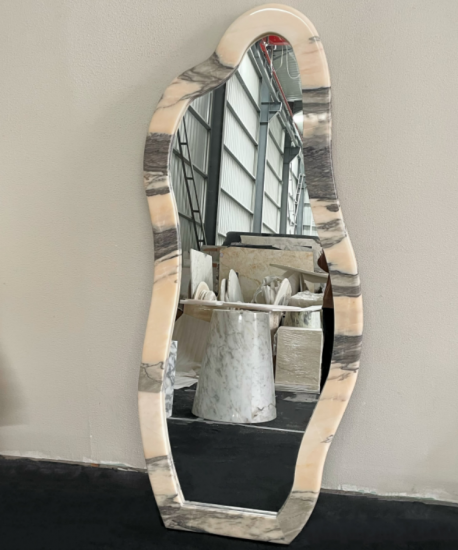 RF-Multiple Shapes Irregular & Rectangular Stone Framed Wall‑Mounted Floor Standing Mirror
